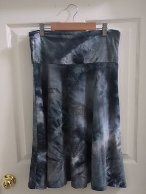Tie-Dye Flared Skirt in Slate Blue